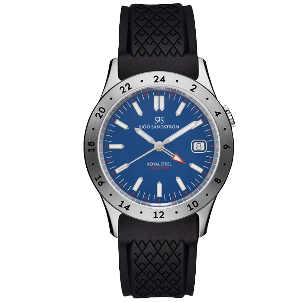 020623 Sjöö Sandström Royal Steel Worldtimer 36 blå