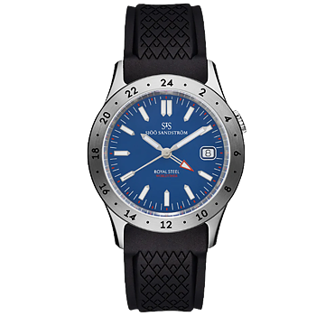 020623 Sjöö Sandström Royal Steel Worldtimer 36 blå