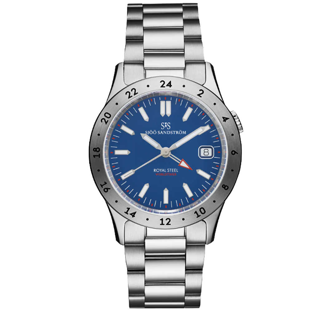020630 Sjöö Sandström Royal Steel Worldtimer 36 blå