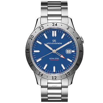 Sjöö Sandström Royal Steel Worldtimer 41 blå 020807