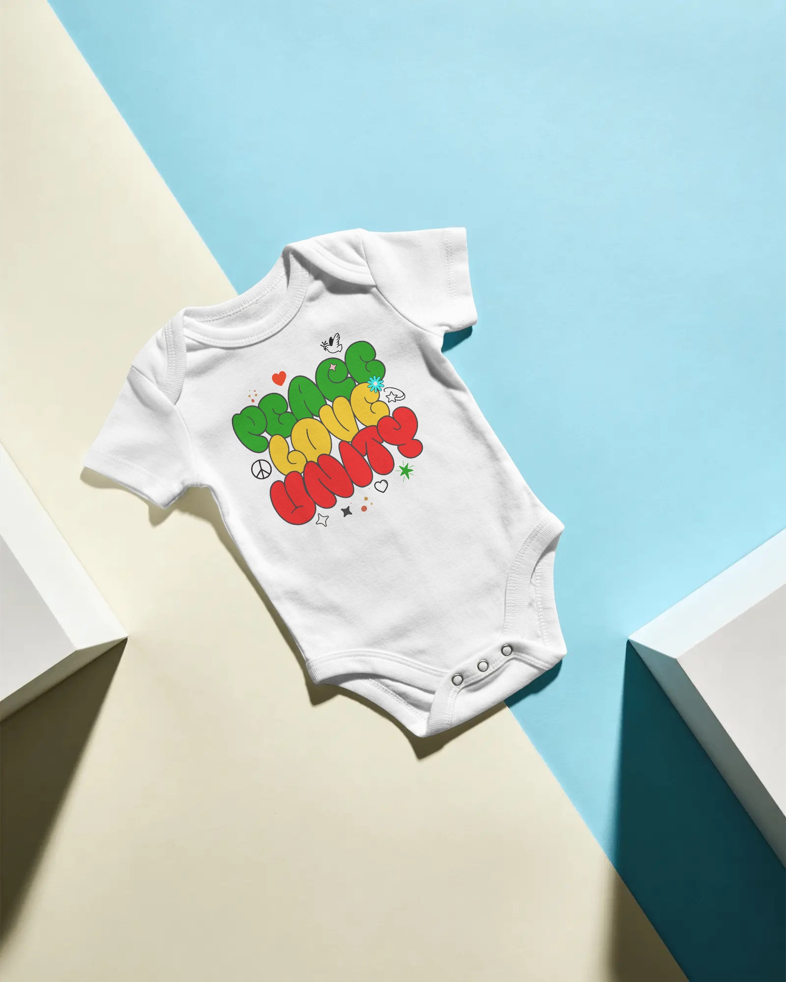 Peace Love Unity Bodysuit White