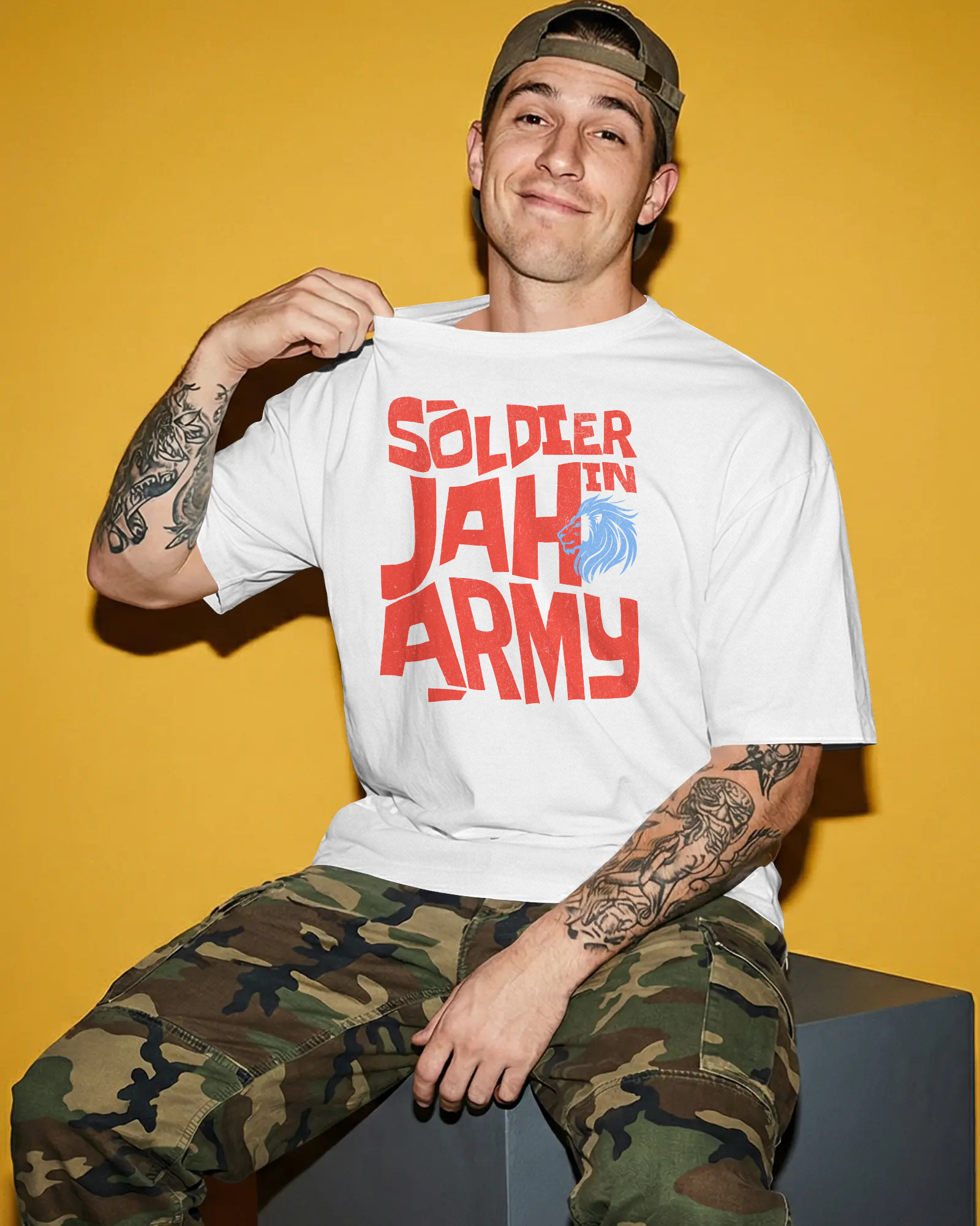 Soldier In Jah Army T-shirt White / Yellow