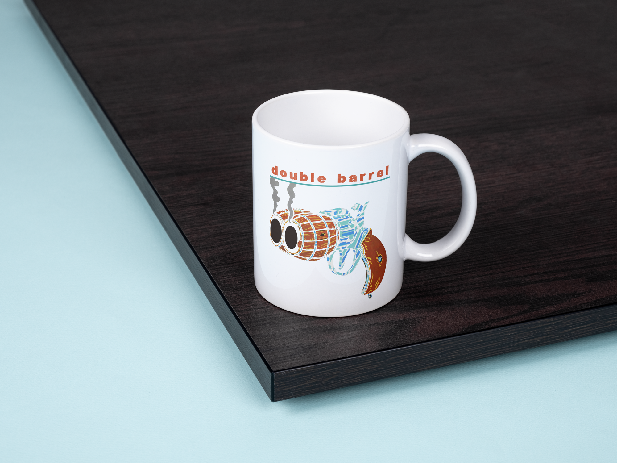 Double Barrel Coffee Mug White