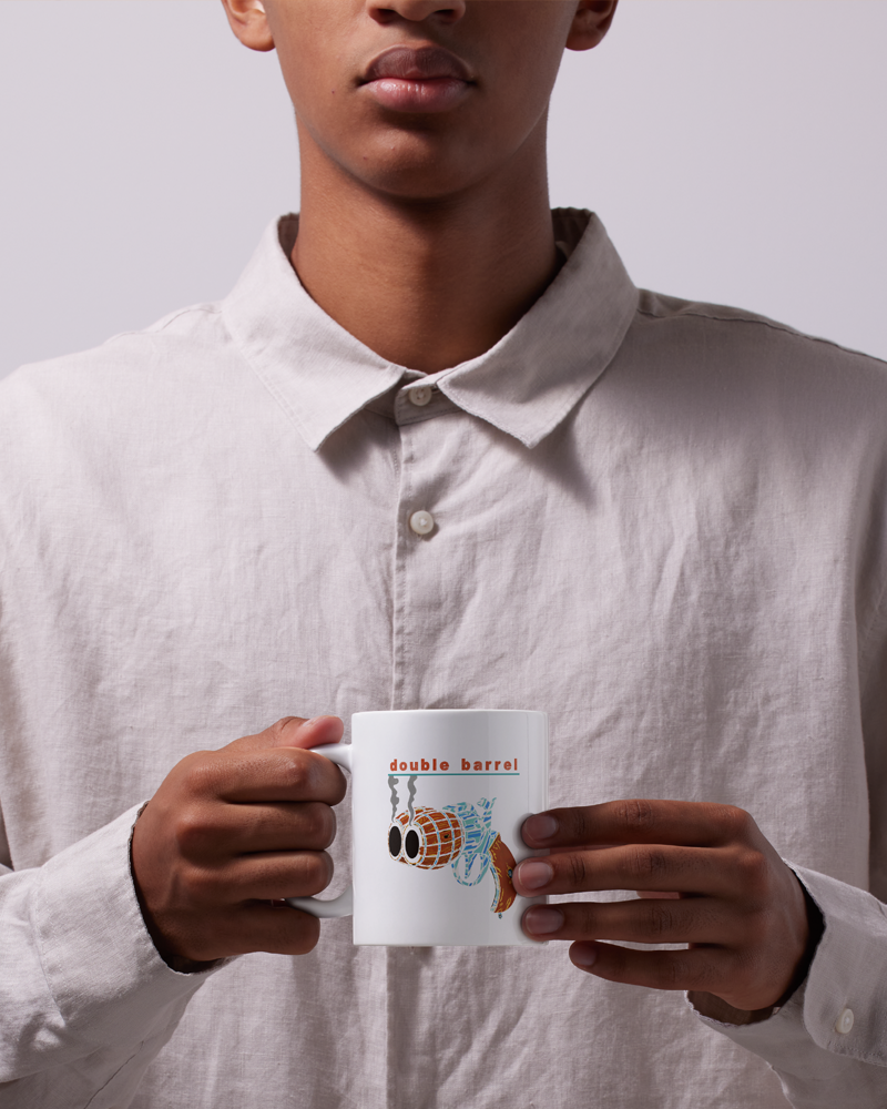 Double Barrel Coffee Mug White