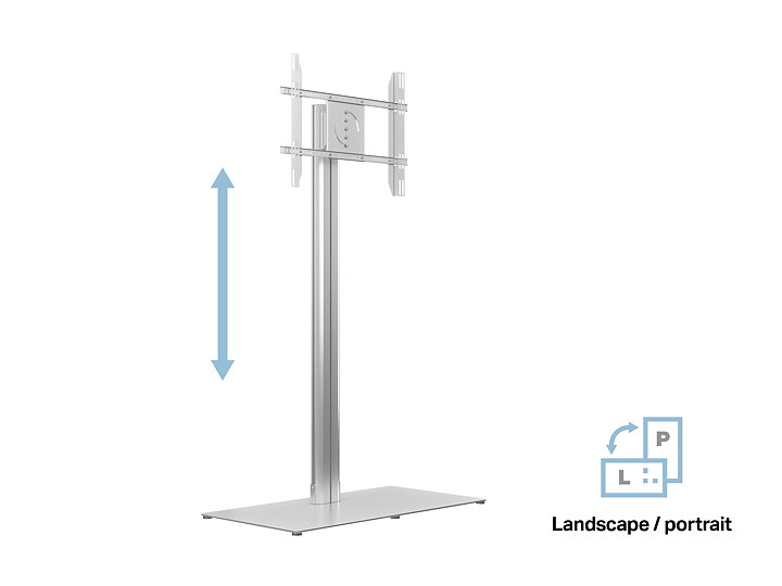 M Public Display Stand 180 HD Single Silver w. Floorbase