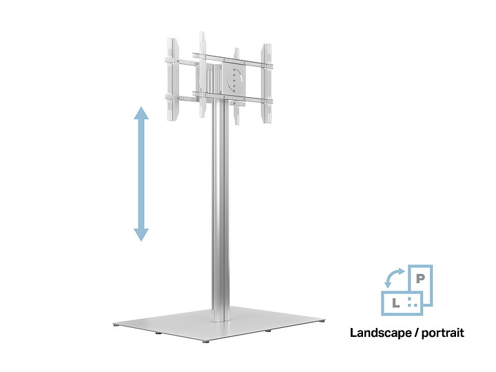 M Public Display Stand 180 HD Back to Back Silver w. Floorbase