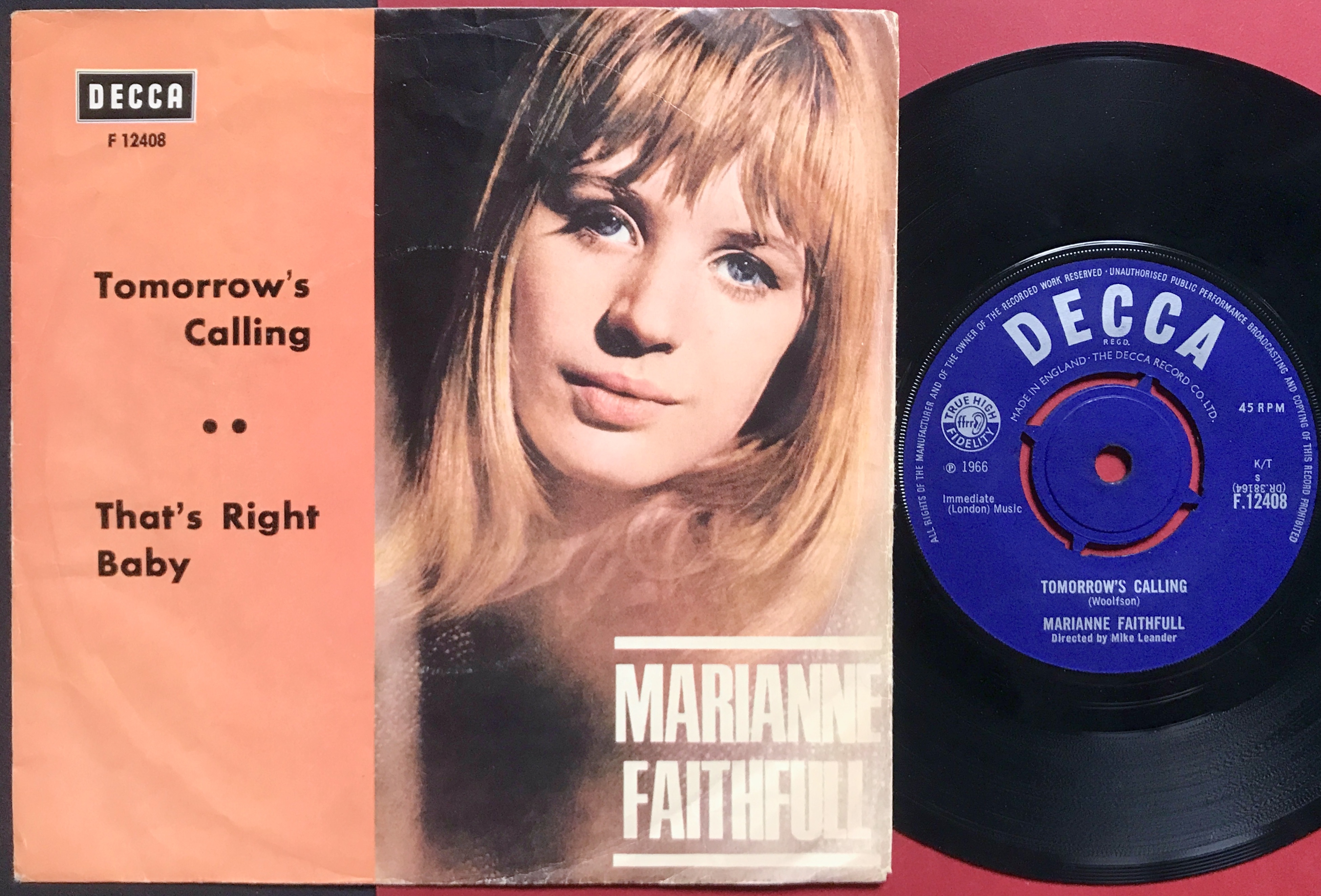 MARIANNE FAITHFULL - Tomorrow´s calling Swe PS 1966
