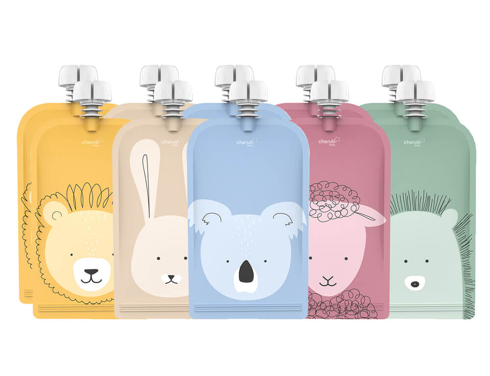 CherubBaby Matpåsar 10-pack Animals 150ml