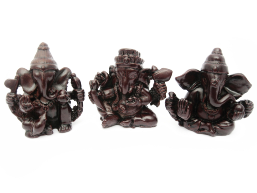 Röd Ganesha  i resin -  Visdomens gud och undanröjare av hinder - Set 3st