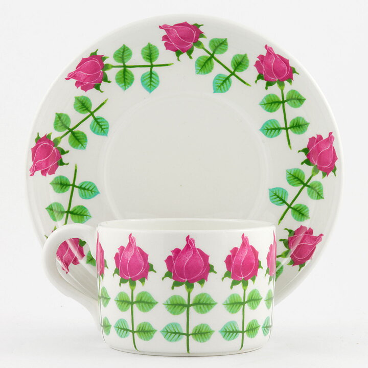 Stig Lindberg (Pynta 1962) Teacup with Pink/Green Roses Decor 11 cm