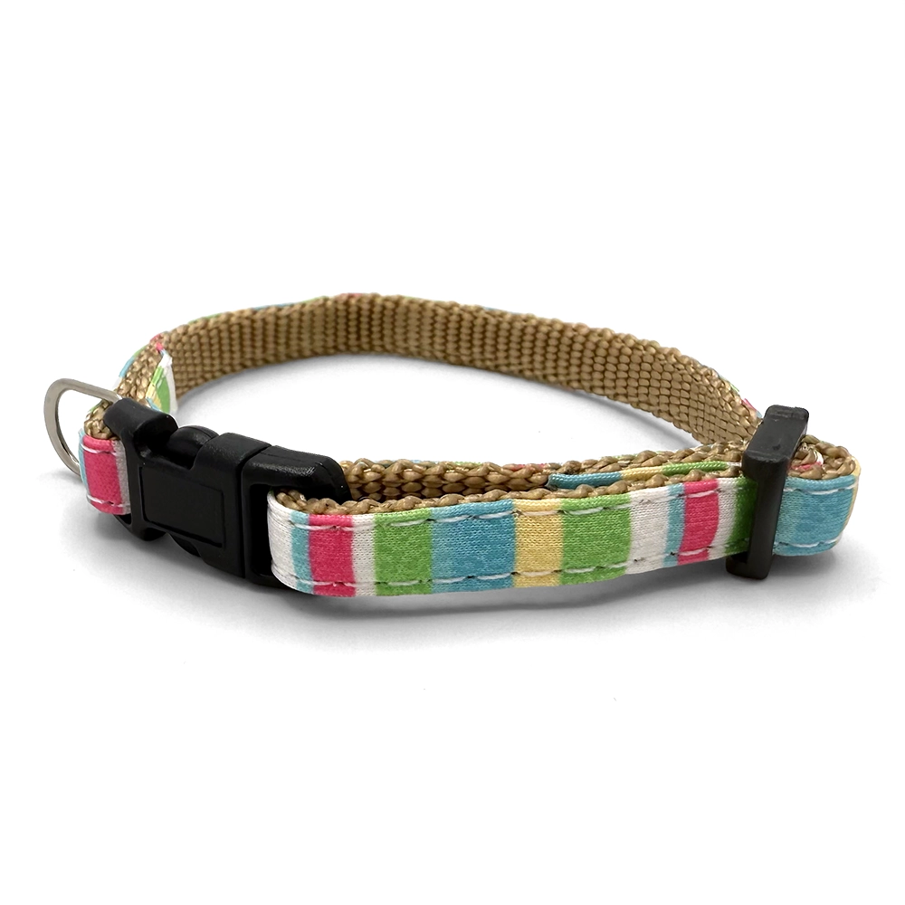 Pastellrandigt halsband till hundvalp valphalsband katthalsband halsband till kanin