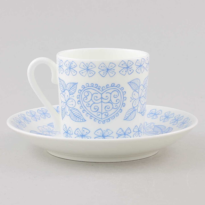 Stig Lindberg (Boro 1960) Strict Coffee Cup with Blue Decor  [Sample Images] 