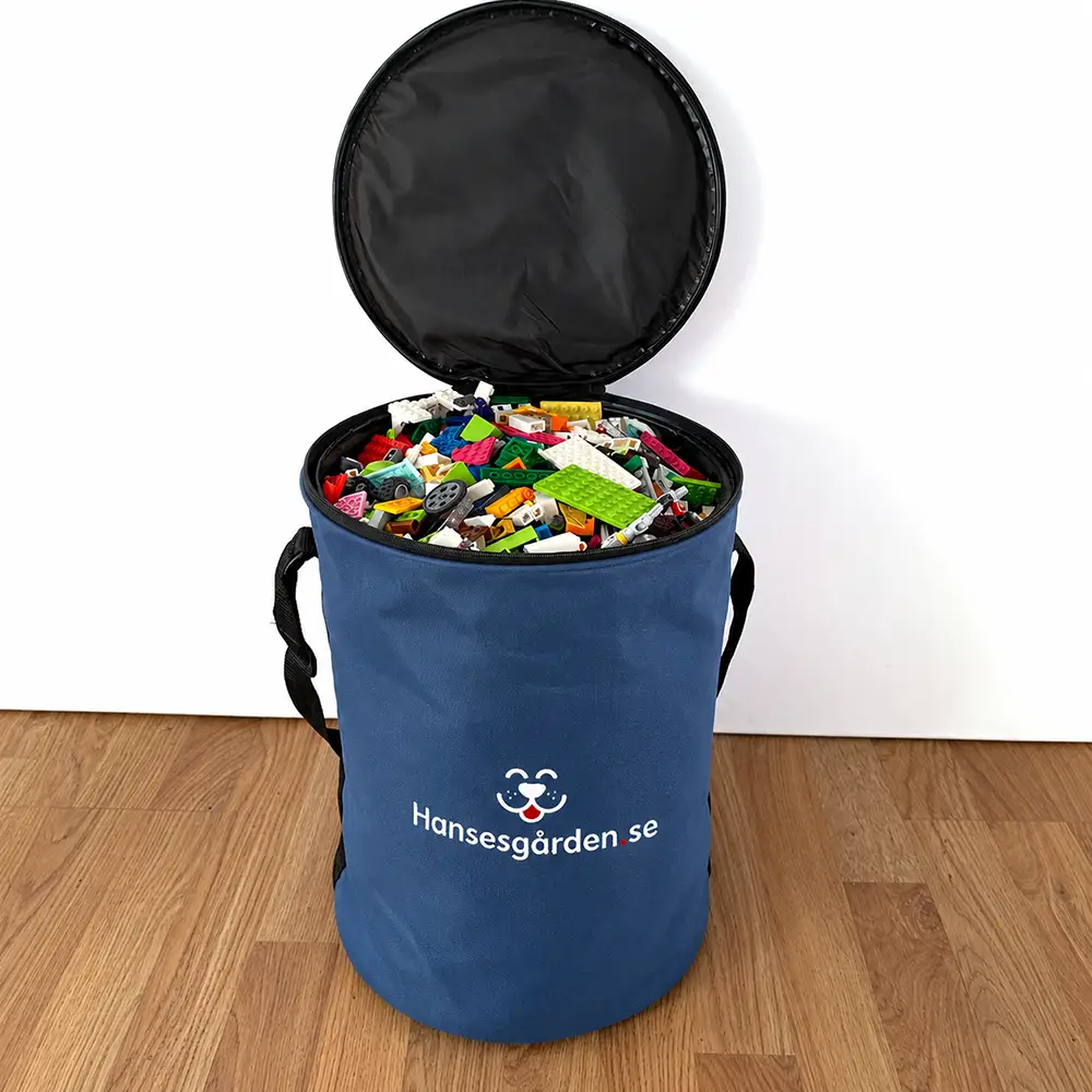 Hopfällbar tunna i tyg för lego