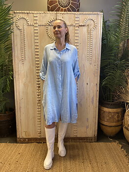 Skjortklänning Linne Ljusblå