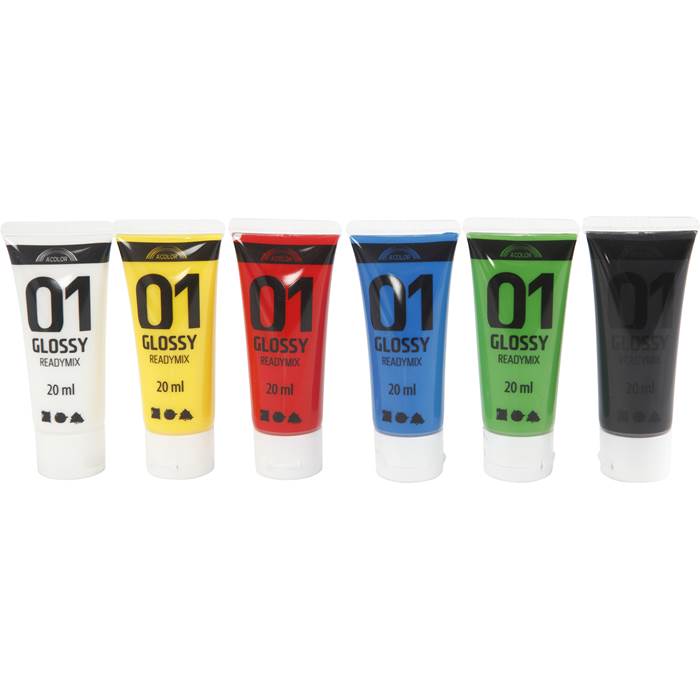 Akrylfärg blank 6x20ml - 3