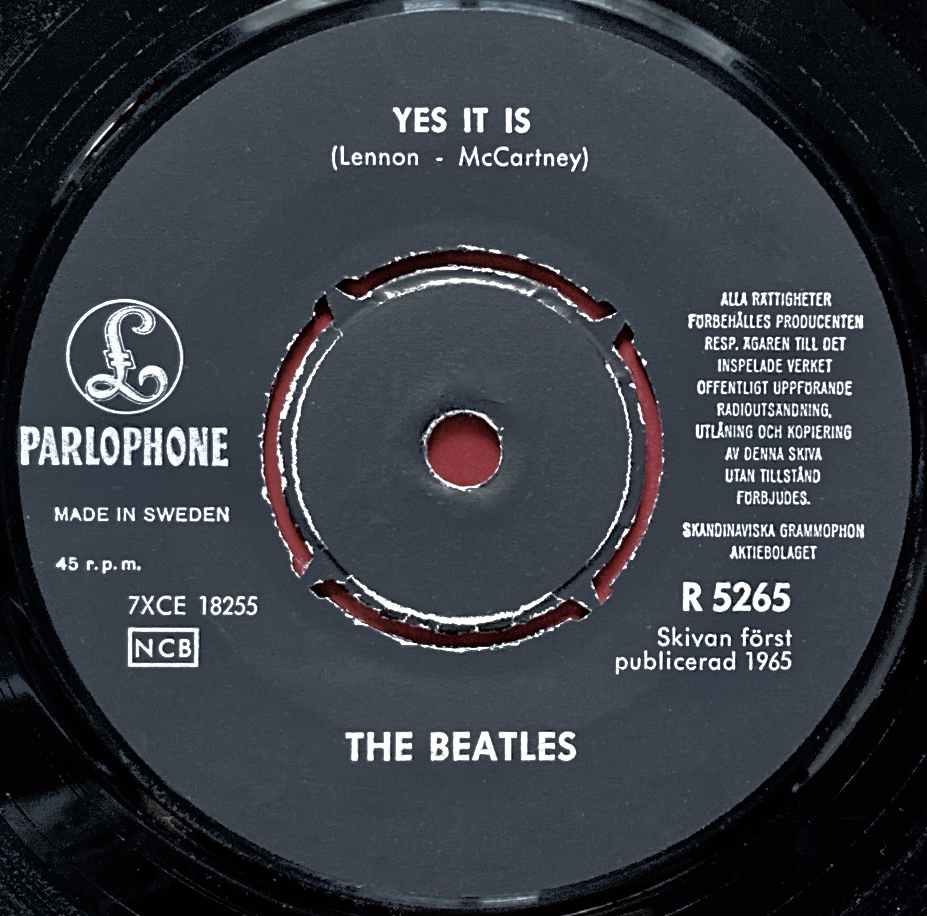 BEATLES - Ticket to ride 7" Mörkgul Swe PS 1965 - 4
