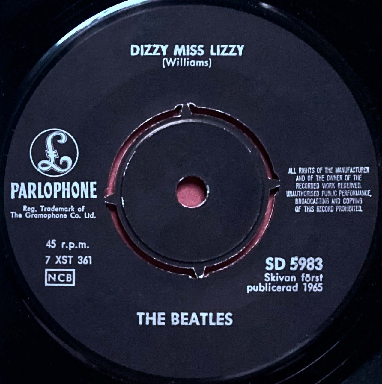 BEATLES - Dizzy Miss Lizzy 7" BLÅ Swe PS 1965 - 3