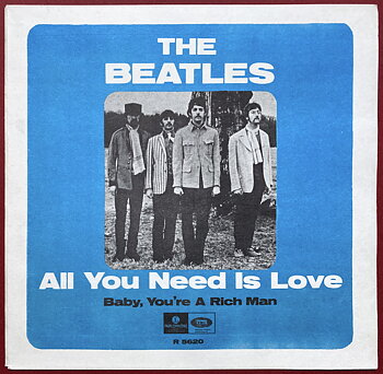 BEATLES - All you need is love 7" Mid blue/Herman´s toplist Swe PS 1967