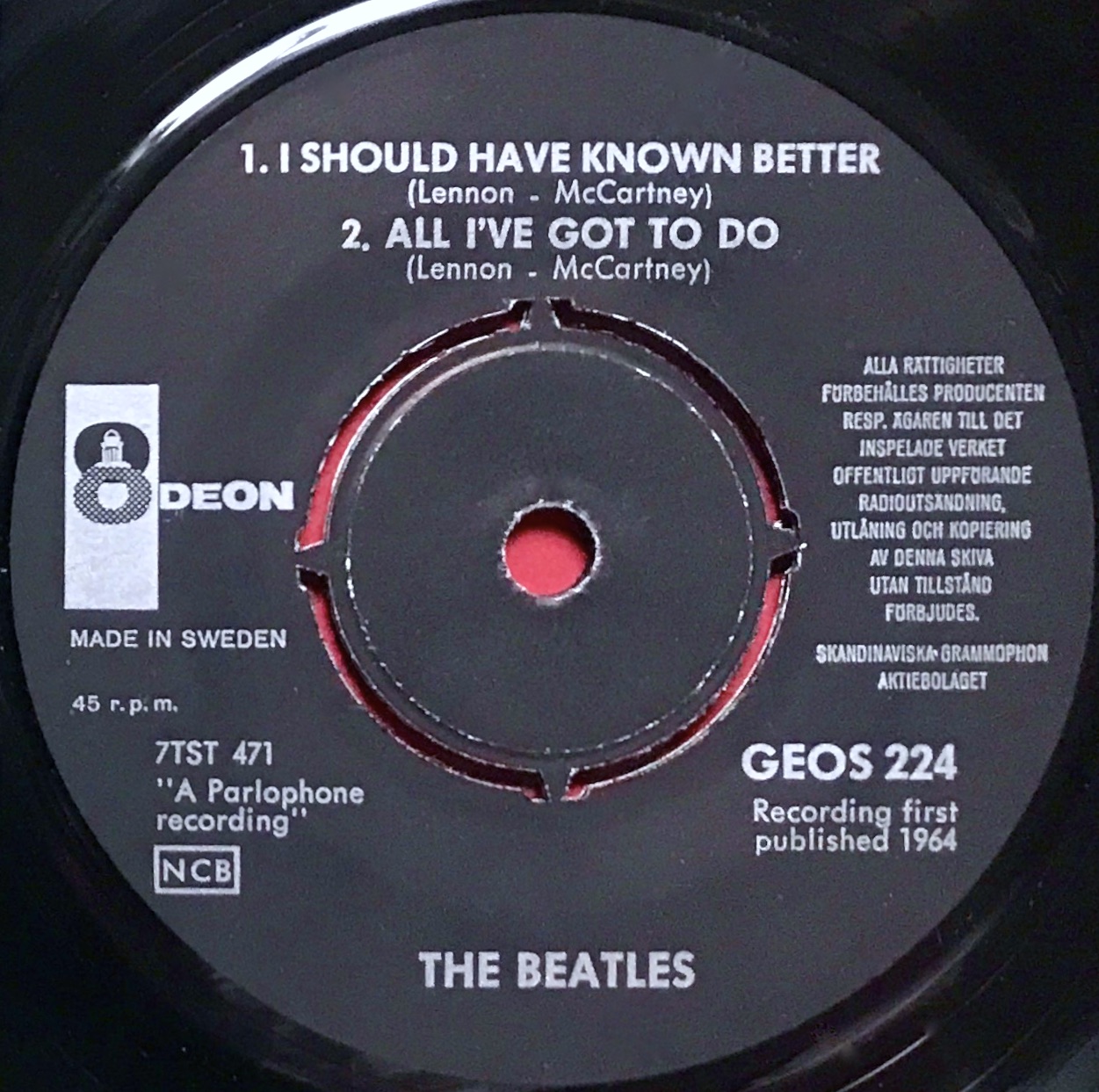 BEATLES - I should have known better + 3 Dark blue Swe EP 1964  - 3