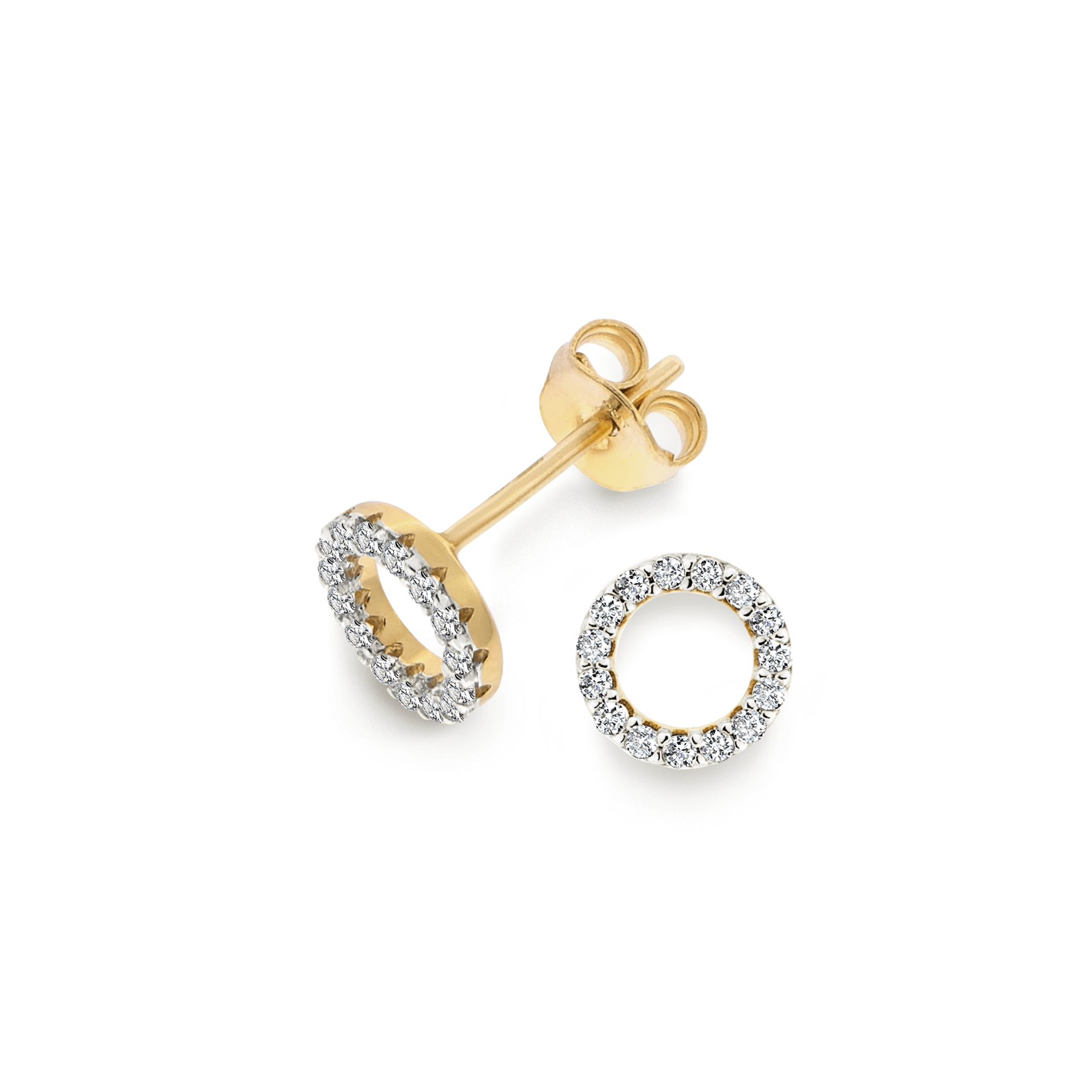 Gold earrings Circle CZ