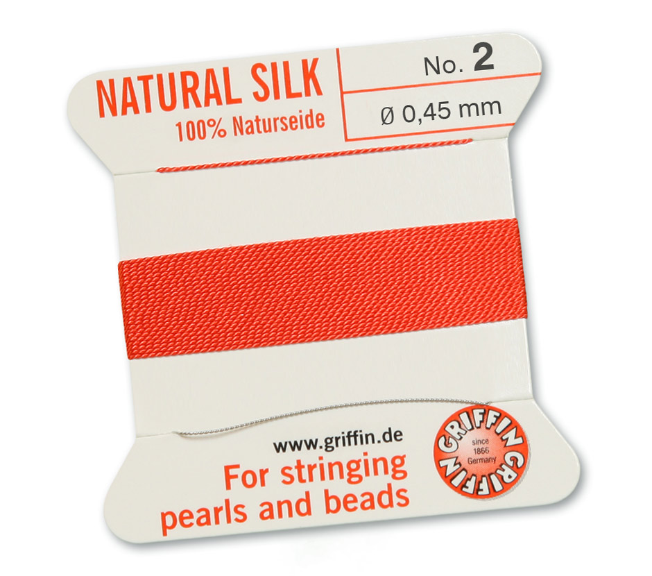 Coral 2, 100% Pearl Silk No.2 (~0,45 mm) 2m, 1 needle