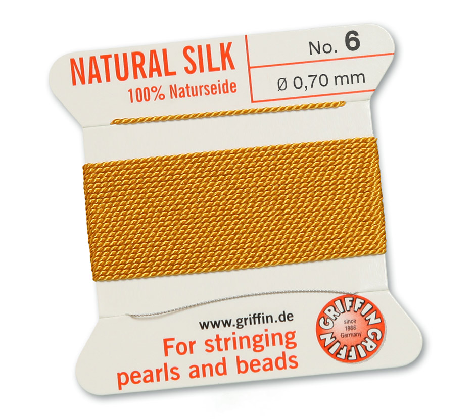Lion Yellow 6, 100% Pearl Silk No.6 (~0,70 mm) 2m, 1needle ( Griffin amber )