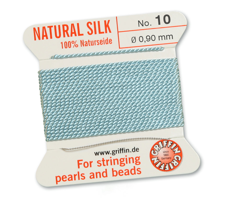 Light blue 10, 100% Pearl silk (~0,90 mm) 2 m, 1 needle ( Griffin turquoise )