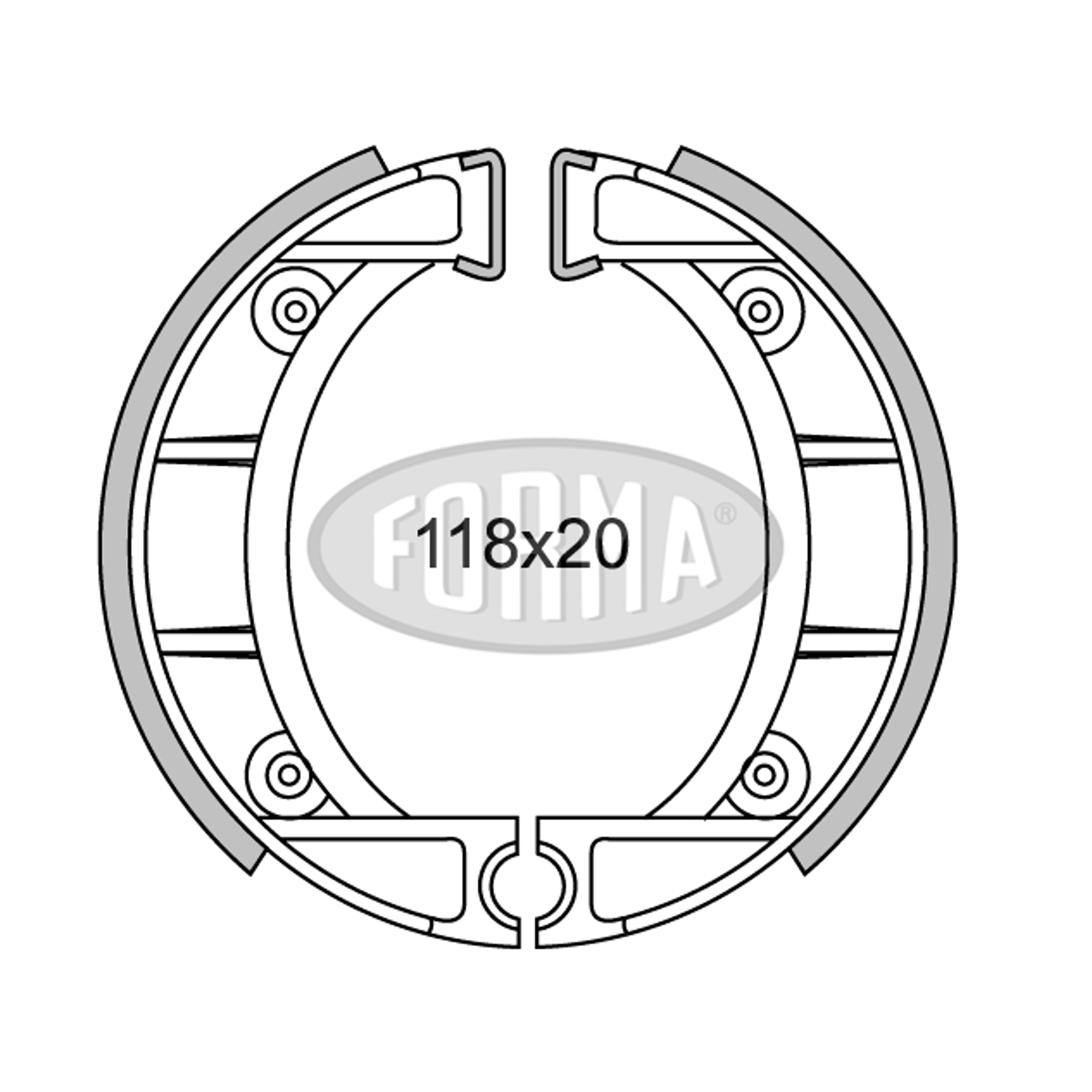 Bremsbacken für Grimeca Naben 118mm - Forma aus Italien - 2