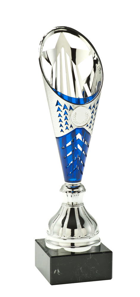 Pokal/Statyett Särö Silver/Blå, 300 mm  - Inklusive skylt med text 