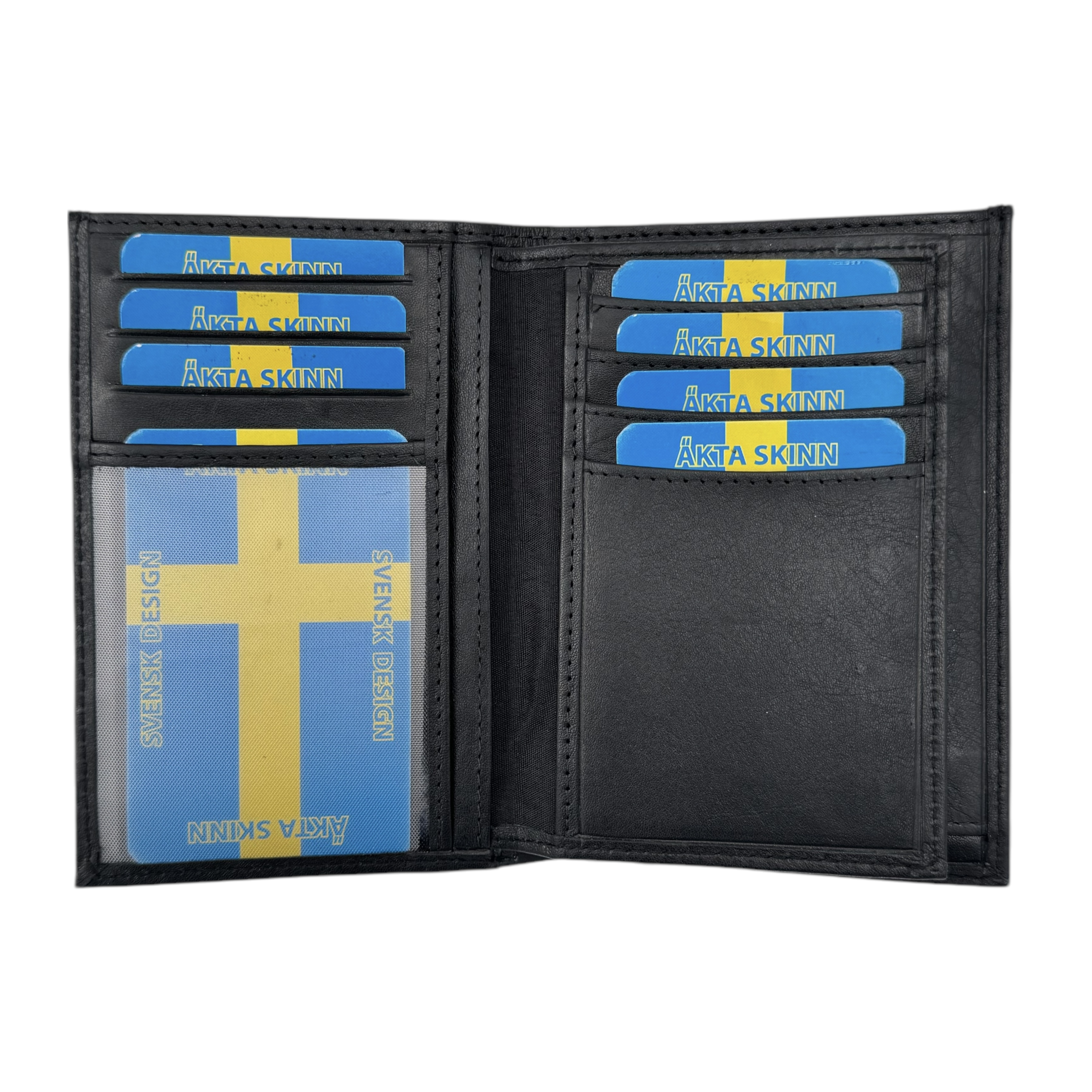 Hög plånbok i äkta skinn, svart - 2