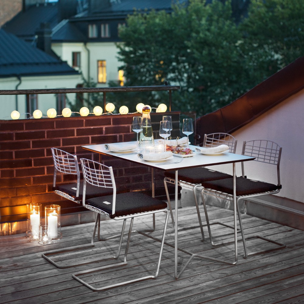 High tech grupp 4 stolar och bord 110x70 (zink) - Grythyttans stålmöbler - 2