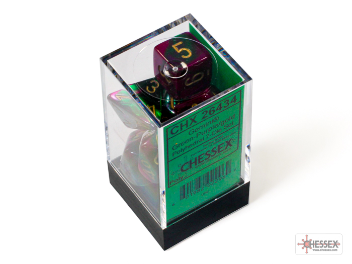 Chessex: Gemini Green-Purple/Gold Polyhedral 7-Dice Set