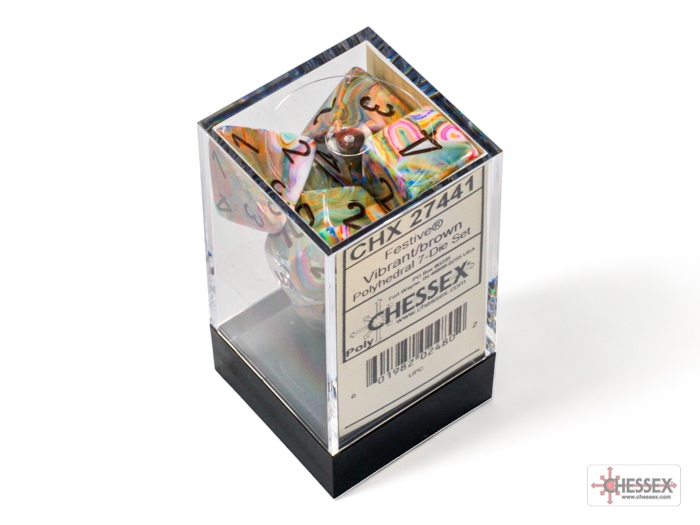 Chessex: Festive Vibrant/Brown Polyhedral 7-Dice Set