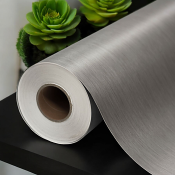 Borstad metall Silver struktur Dekorplast 118 cm bredd Löpmeter