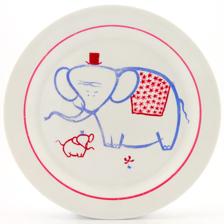 スティグ・リンドベリ   ベイビー(Baby)シリーズ 子ども用  お皿  Plate  ゾウの親子  1951年  21cm (1)