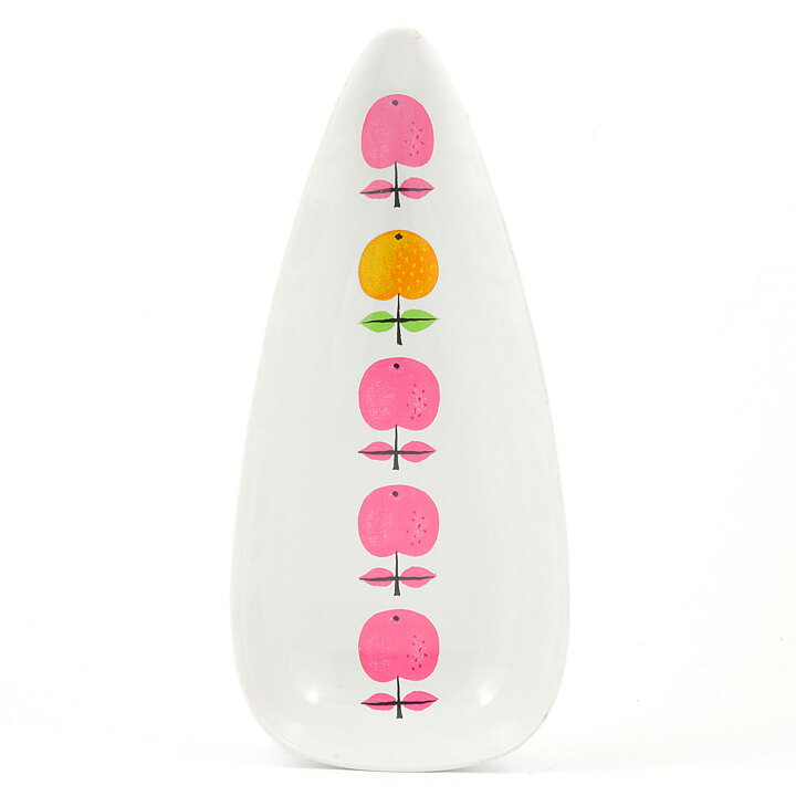 Stig Lindberg (Pall 1963) Pointy Dish  with Pink Apple Decor 25 cm