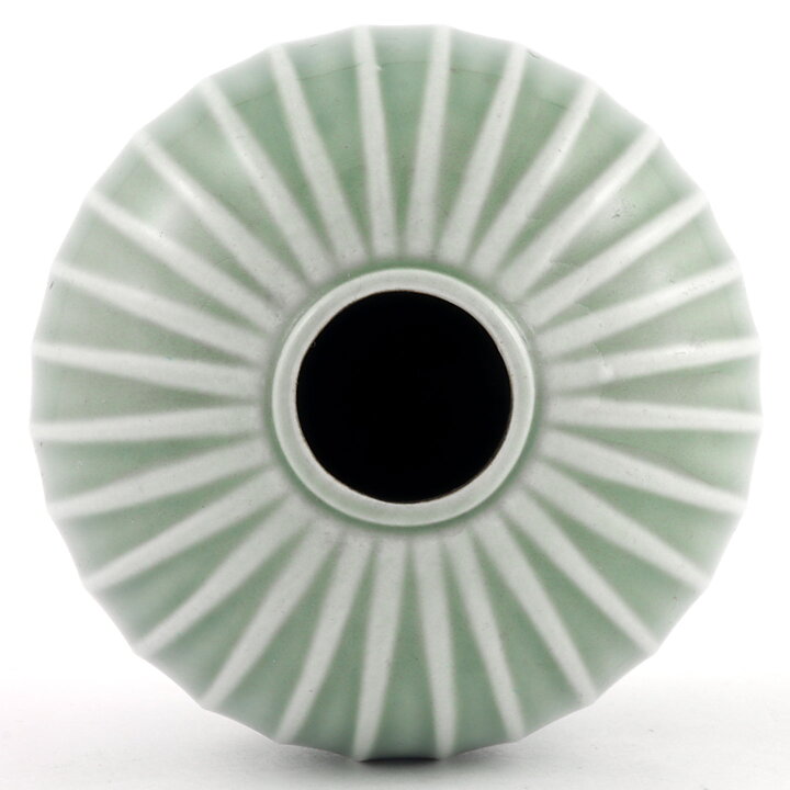 Stig Lindberg (Domino 1954) Green Spherical Vase with Linear Decor 9 cm