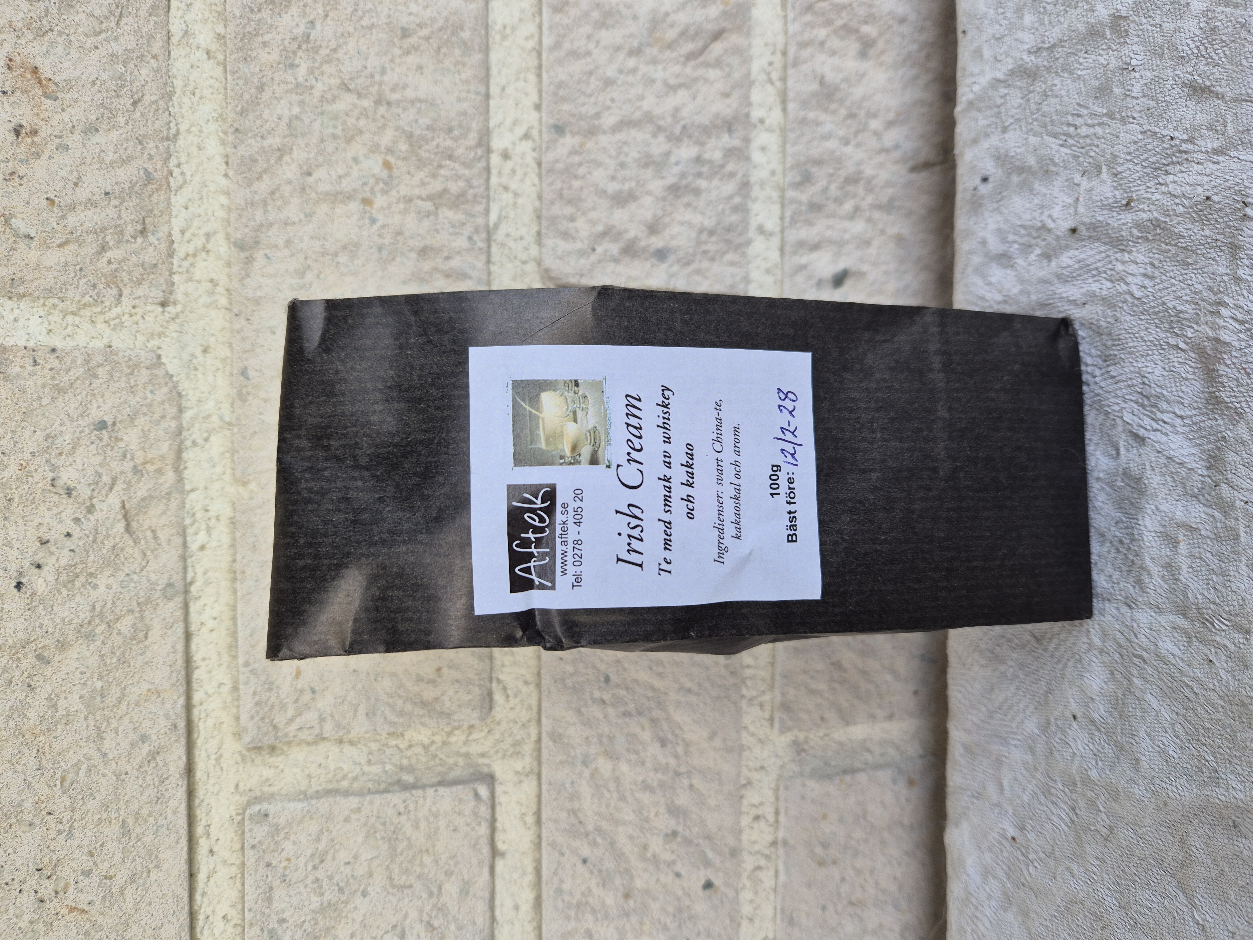 Förpackat Svart te, Irish Cream, 100g, Aftek