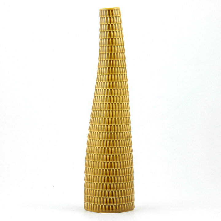 スティグ・リンドベリ  Reptilシリーズ 細長いマスタードイエローの花瓶 Vase  (大)  1953年