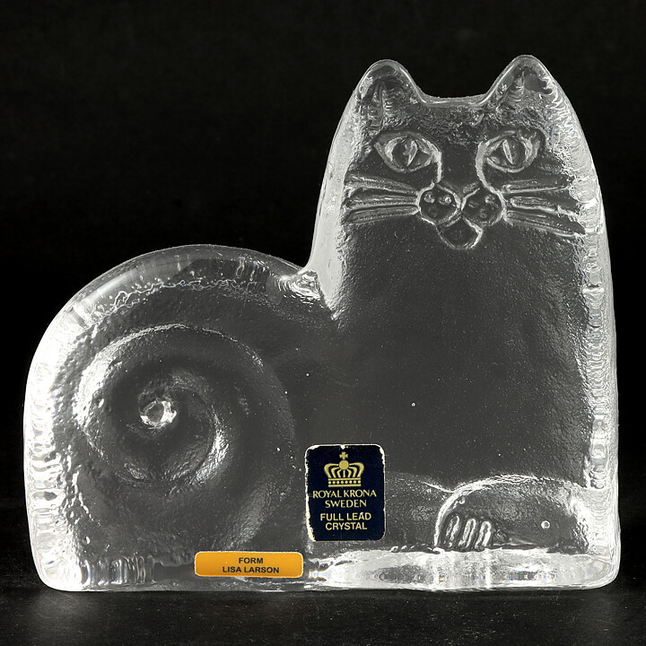 リサラーソン  クリスタルガラス　ネコ　猫　ロイヤルクローナ社 1970年代 11/10cm  [サンプル画像]