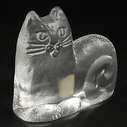 リサラーソン  クリスタルガラス　ネコ　猫　ロイヤルクローナ社 1970年代 11/10cm  [サンプル画像]