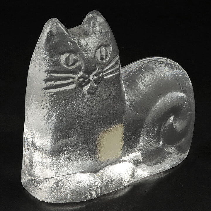 リサラーソン  クリスタルガラス　ネコ　猫　ロイヤルクローナ社 1970年代 11/10cm  [サンプル画像]