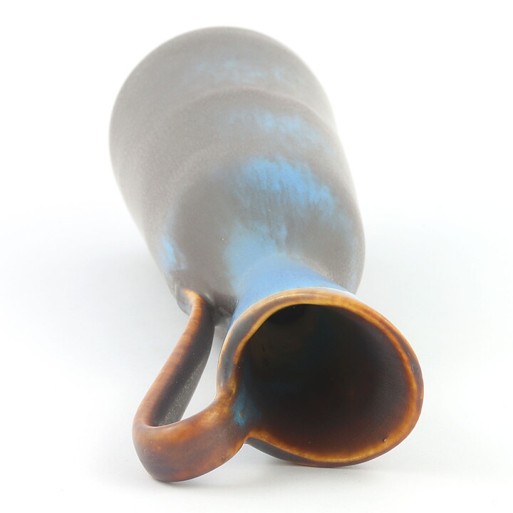 グナー・ニールンド AUEシリーズ ターコイズと茶色の持ち手付き花瓶  Vase  (26 cm)  1950年代