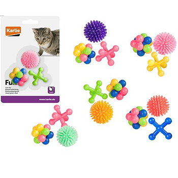 Karlie Kattleksak Gummileksaker 3-Pack 4cm Flerfärgad