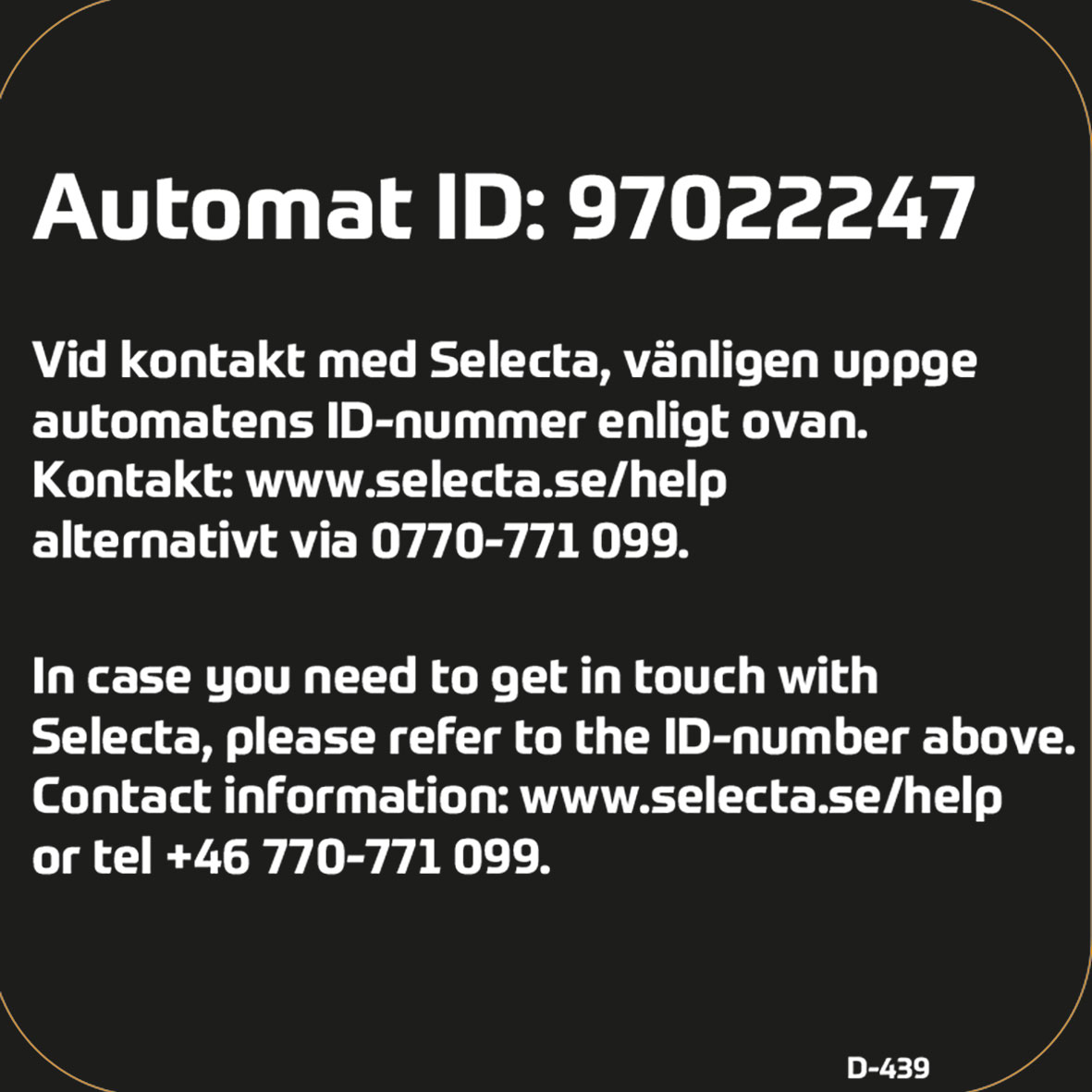Betaldekal med unikt id nummer. Sielaff SL