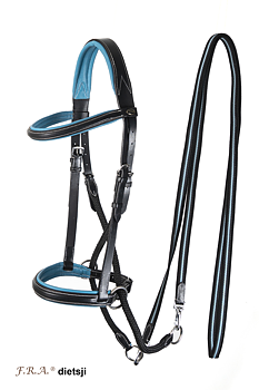 F.R.A® Dietsji Crossunder/Sidepull inkl. tyglar, svart/blå (shettis upp till full)