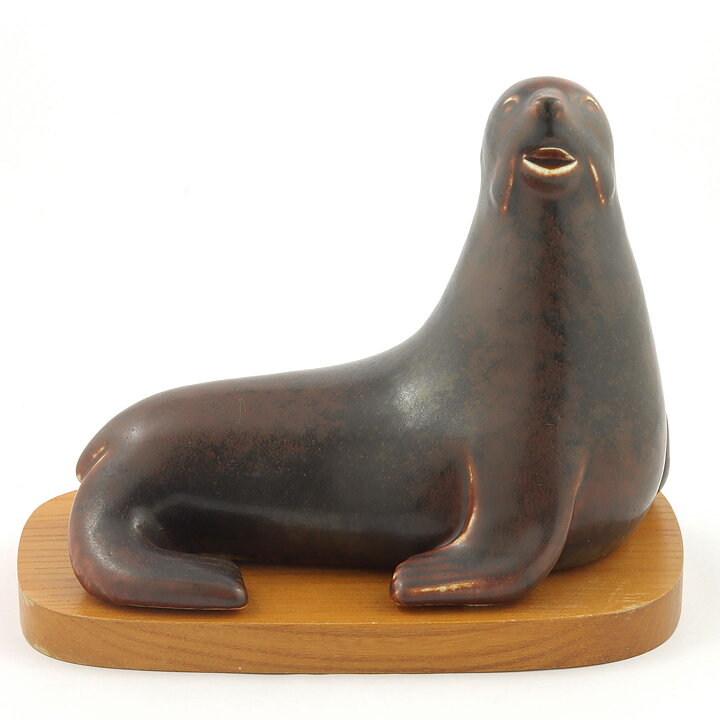 Gunnar Nylund (1956) Brown Joyous Seal Lion 22 cm