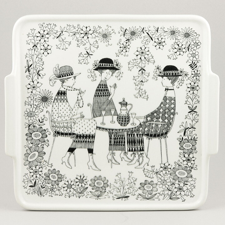 Raija Uosikkinen (Emilia 1959) Quadratic Tray with Graphic Motif 24 cm