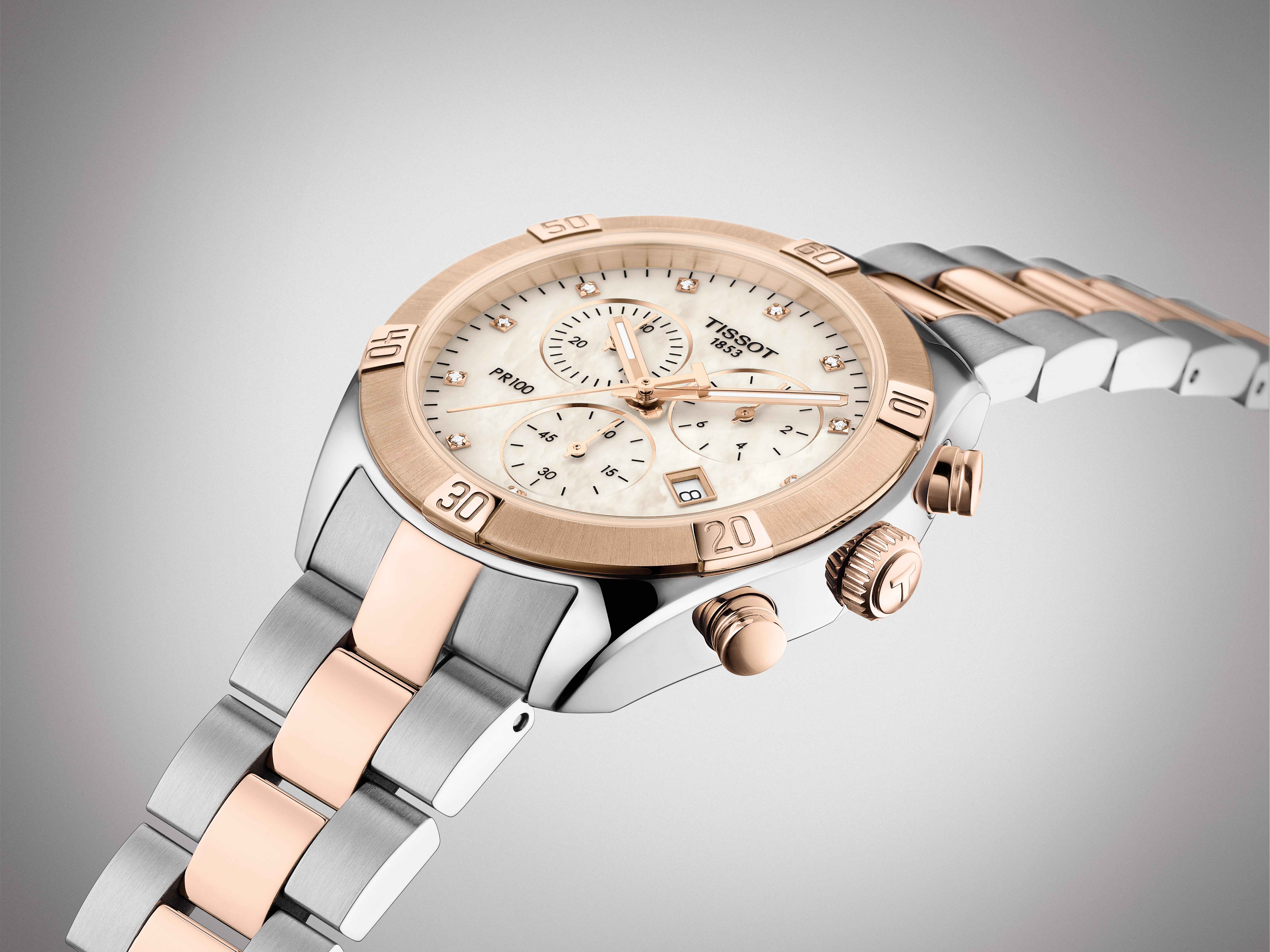 T101.917.22.116.00 Tissot PR 100 Sport Chic Chronograph 38 pärlemor sida