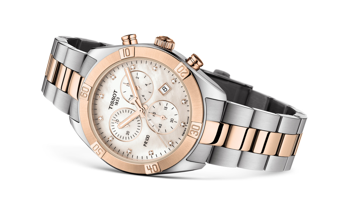 T101.917.22.116.00 Tissot PR 100 Sport Chic Chronograph 38 pärlemor baksida